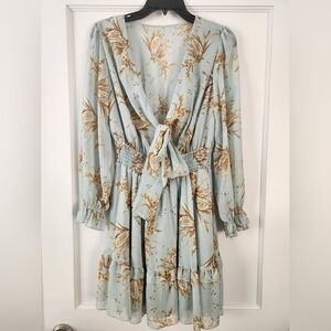 Floral Print Long Sleeve Dress - Size M
